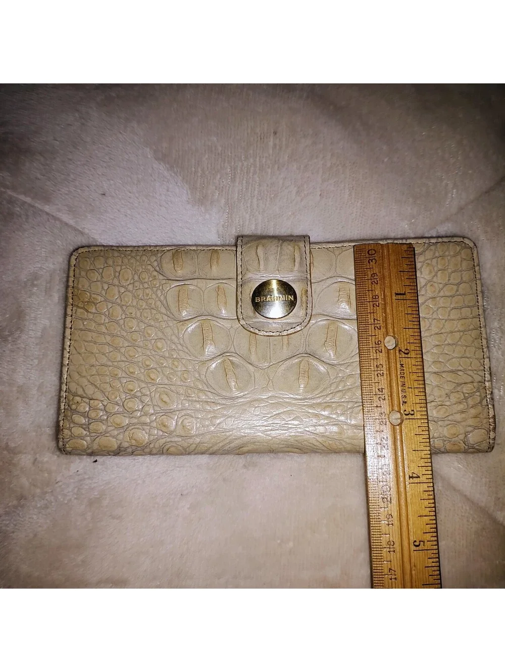 Brahmin Ady Wallet Pecan/ Driftwood Melbourne Col Crocodile Embossed Leather